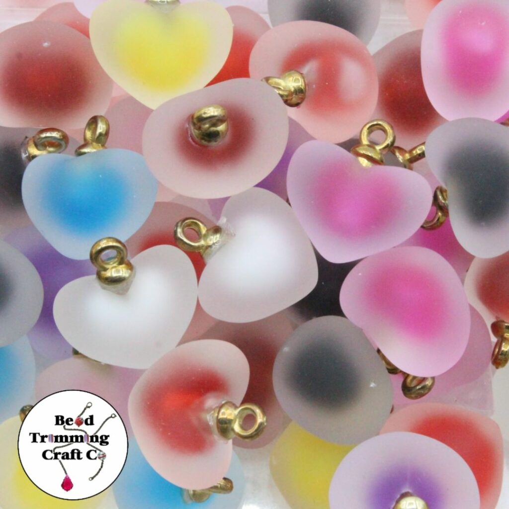 Drop Heart 18mm Frost Colour Mix / Gold Bead, Trimming & Craft Co