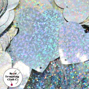 Sequin - Heart – 36mm – Silver Laser - Price per gram