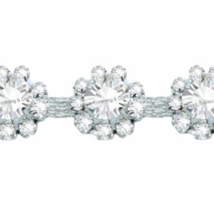 Crystal Flower Trimming - 15mm - Crystal / Silver - Price per centimeter
