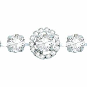 Crystal Flower Trimming - 15mm - Crystal / Silver - Price per centimeter