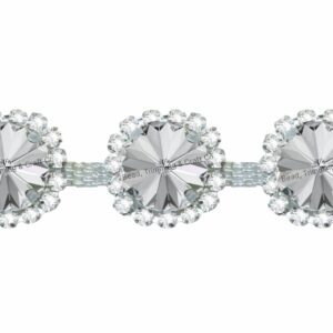 Crystal Flower Trimming - 18mm - Crystal / Silver - Price per centimeter