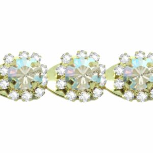 Crystal Flower Trimming - 13mm - AB / Crystal / Gold - Price per centimeter