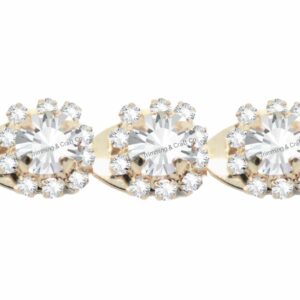 Crystal Flower Trimming - 13mm - Crystal / Rose Gold - Price per centimeter