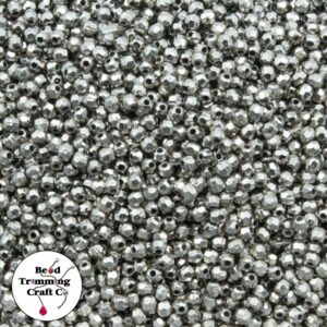 Round Faceted – 3mm – Antique Silver - Price per gram