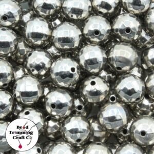 Round Faceted World Bead - 12mm - Ant Silver