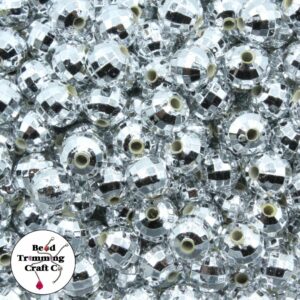 Round Faceted World Bead - 10mm - Silver