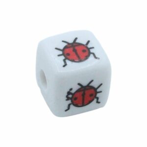 Cube Bead – Beetle - 12mm – White