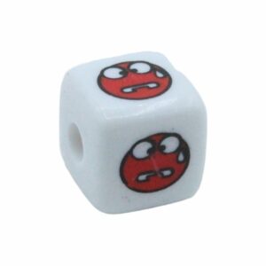 Cube Bead – Emoji - 12mm – White