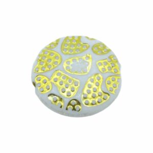 Round Bead – Coin Shape - 20mm – White / Gold