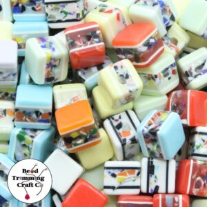 Cube Bead - 10mm - Diagonally Drilled - Mix Colour