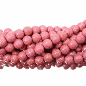Round Glitter Bead – 10mm – Light Pink - 19cm Strand