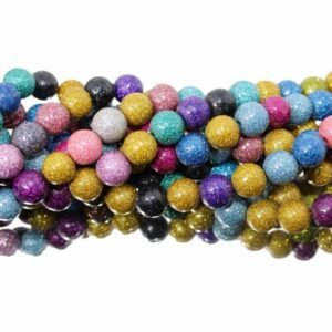 Round Glitter Bead – 10mm – Mix Colour - 19cm Strand