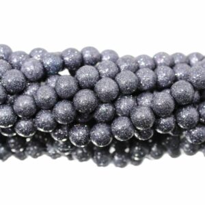 Round Glitter Bead – 10mm – Dark Grey - 19cm Strand
