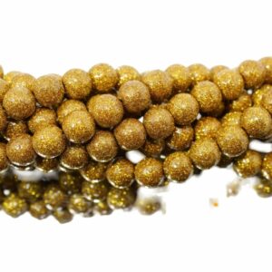Round Glitter Bead – 10mm – Gold - 19cm Strand