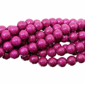 Round Glitter Bead – 10mm – Fuchsia - 19cm Strand