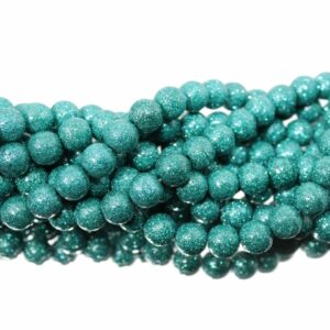 Round Glitter Bead – 10mm – Teale - 19cm Strand