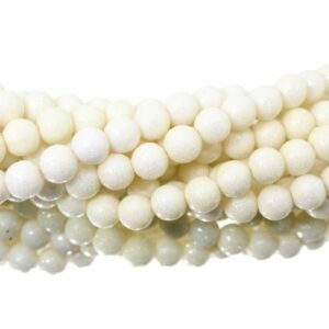 Round Glitter Bead – 10mm – White - 19cm Strand