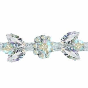 Crystal Flower Trimming - 20mm - AB / Silver - Price per centimeter