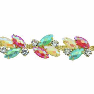 Crystal Navette Trimming - 20mm - Colours / Gold - Price per centimeter