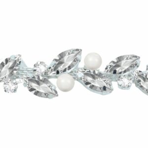 Crystal / Pearl Trimming - 18mm - Crystal / Silver - Price per centimeter