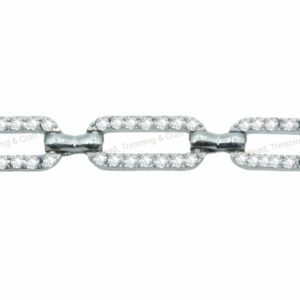 Crystal Oval Trimming - 20mm - Crystal / Ant Silver - Price per centimeter