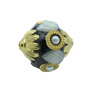 Embellished Bead - 25mm - Black / Gold