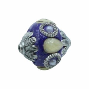 Embellished Bead - 25mm - Purple / Silver