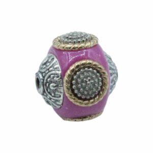 Embellished Bead – 15mm - Pink / Silver