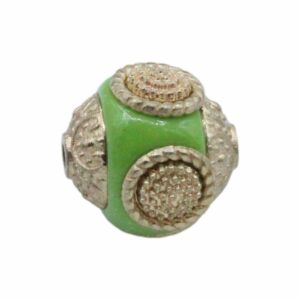 Embellished Bead – 15mm - Green / Gold