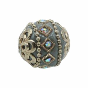 Embellished Bead – 20mm - Grey / Gold
