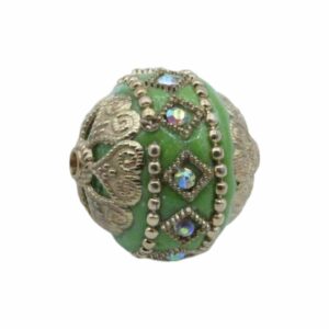 Embellished Bead – 20mm - Green / Gold