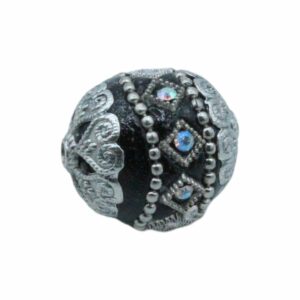 Embellished Bead – 20mm - Black / Silver