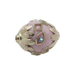 Embellished Bead – Oval - 20mm - Pink / Gold