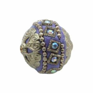 Embellished Bead – 20mm - Purple / Gold