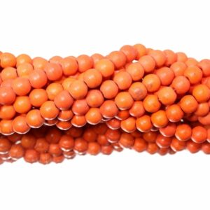Imitation Howlite – 8mm – Round - Matte Orange - 39cm Strand