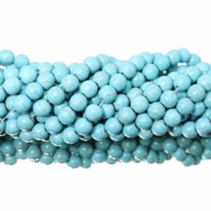 Imitation Howlite – 8mm – Round - Blue - 39cm Strand