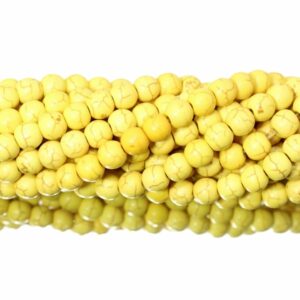 Imitation Howlite – 6mm – Round - Yellow - 39cm Strand