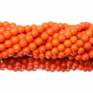Imitation Howlite – 8mm – Round - Orange - 39cm Strand