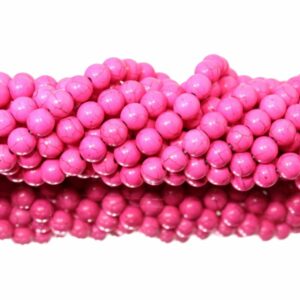 Imitation Howlite – 8mm – Round - Pink - 39cm Strand