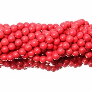 Imitation Howlite – 8mm – Round - Red - 39cm Strand