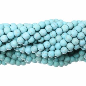 Imitation Howlite – 8mm – Round - Matte Blue - 39cm Strand