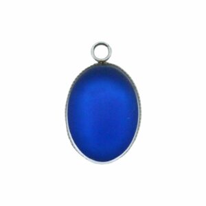 Oval Cabochon Charm - 18mm - Stainless Steel - Sapphire Frost