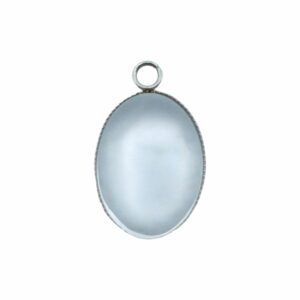 Oval Cabochon Charm - 18mm - Stainless Steel - Clear Frost
