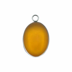 Oval Cabochon Charm - 18mm - Stainless Steel - Topaz Frost