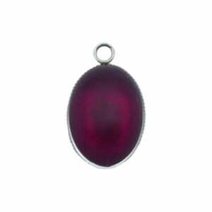 Oval Cabochon Charm - 18mm - Stainless Steel - Amethyst Frost