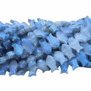 Fish Bead - 15 x 8mm - 84cm Strand - Metallic Blue