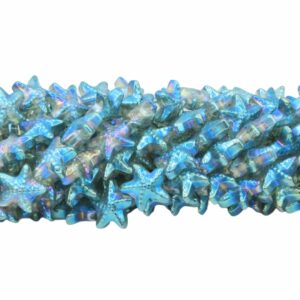 Starfish Bead - 15mm - 70cm Strand - Iridescent Green