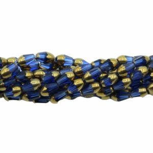Faceted Drop Bead - 7mm - 33cm Strand - Blue TP / Gold
