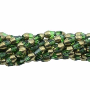 Faceted Drop Bead - 7mm - 33cm Strand - Green TP / Gold