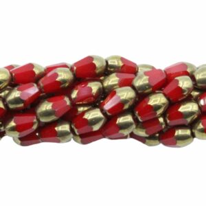 Faceted Drop Bead - 7mm - 33cm Strand - Siam / Gold
